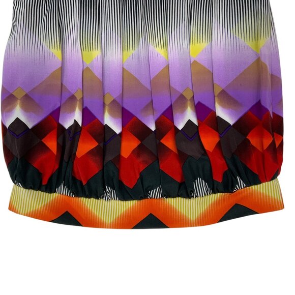 Orna Farho Silk Skirt 40 US/8 Multicolor Mini Pleated Blouson Bubble France - Picture 9 of 12